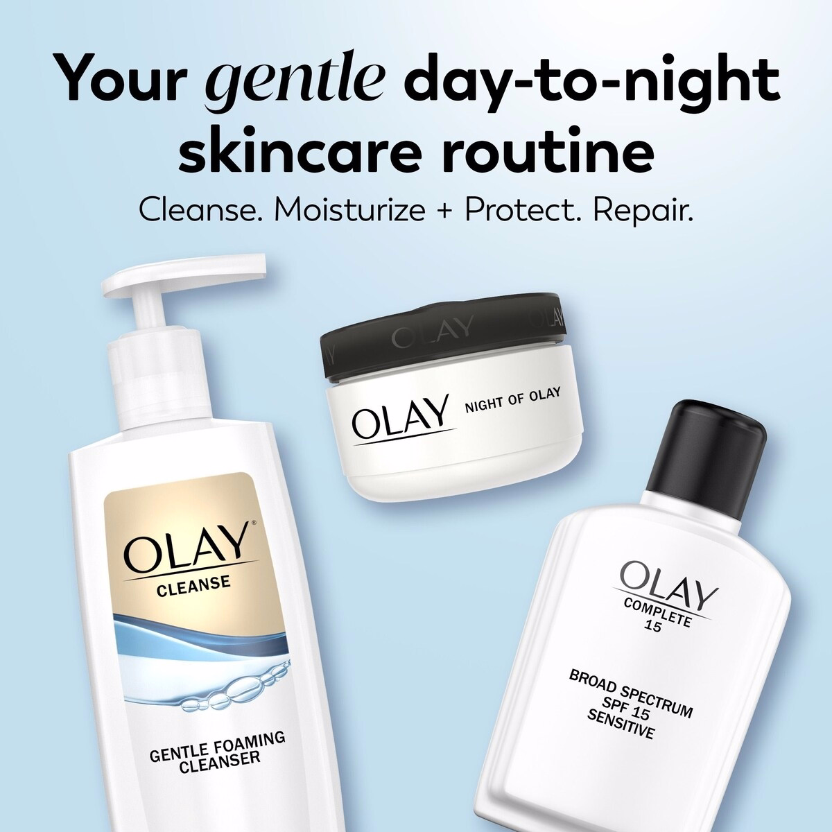 Essential Care Kit, Skincare Gift Set, 3pc, Face Cleanser, Face Lotion with SPF, Night Cream