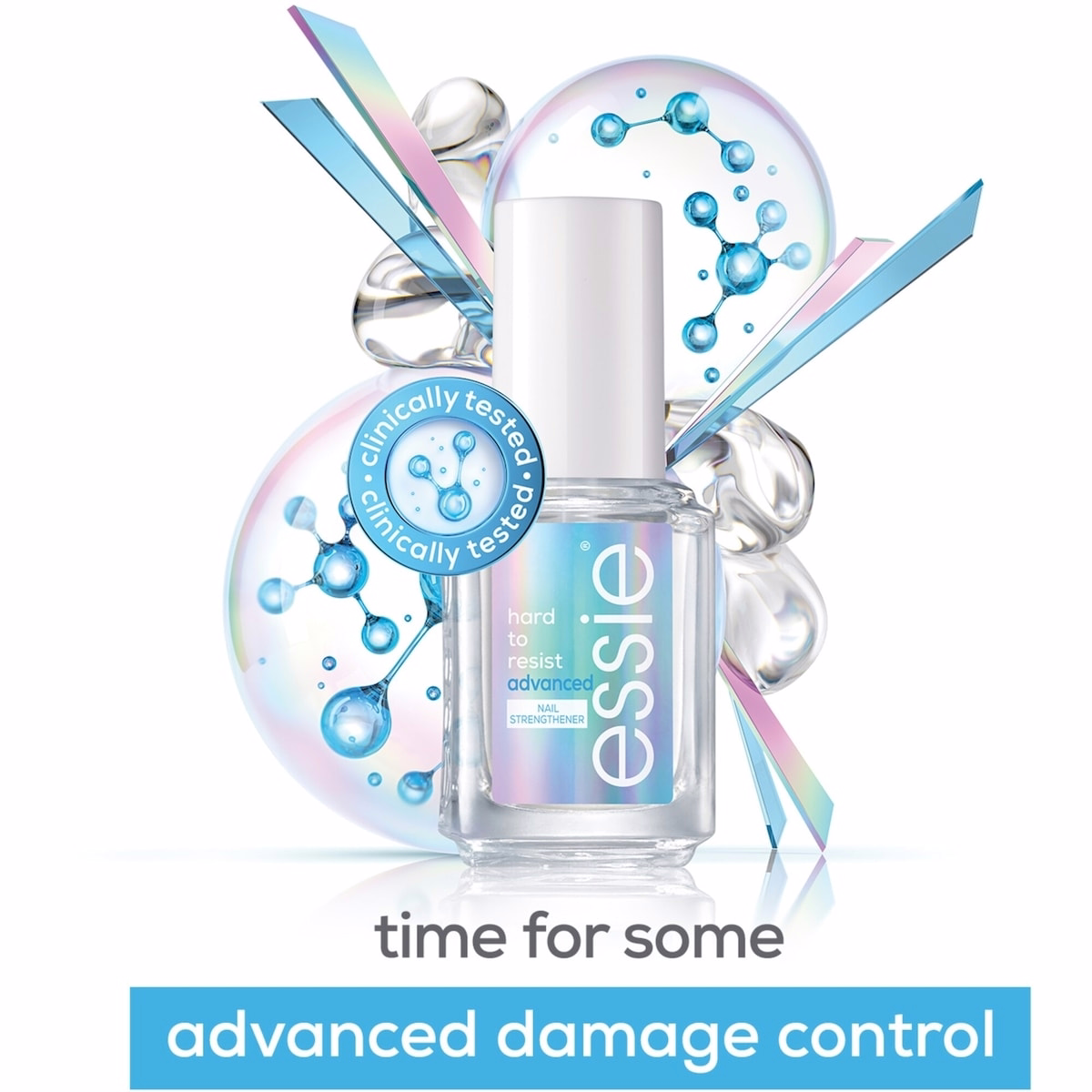 Essie 指甲強化液，8-free 純素配方，採用 MSM 技術，透明，13.5 mL