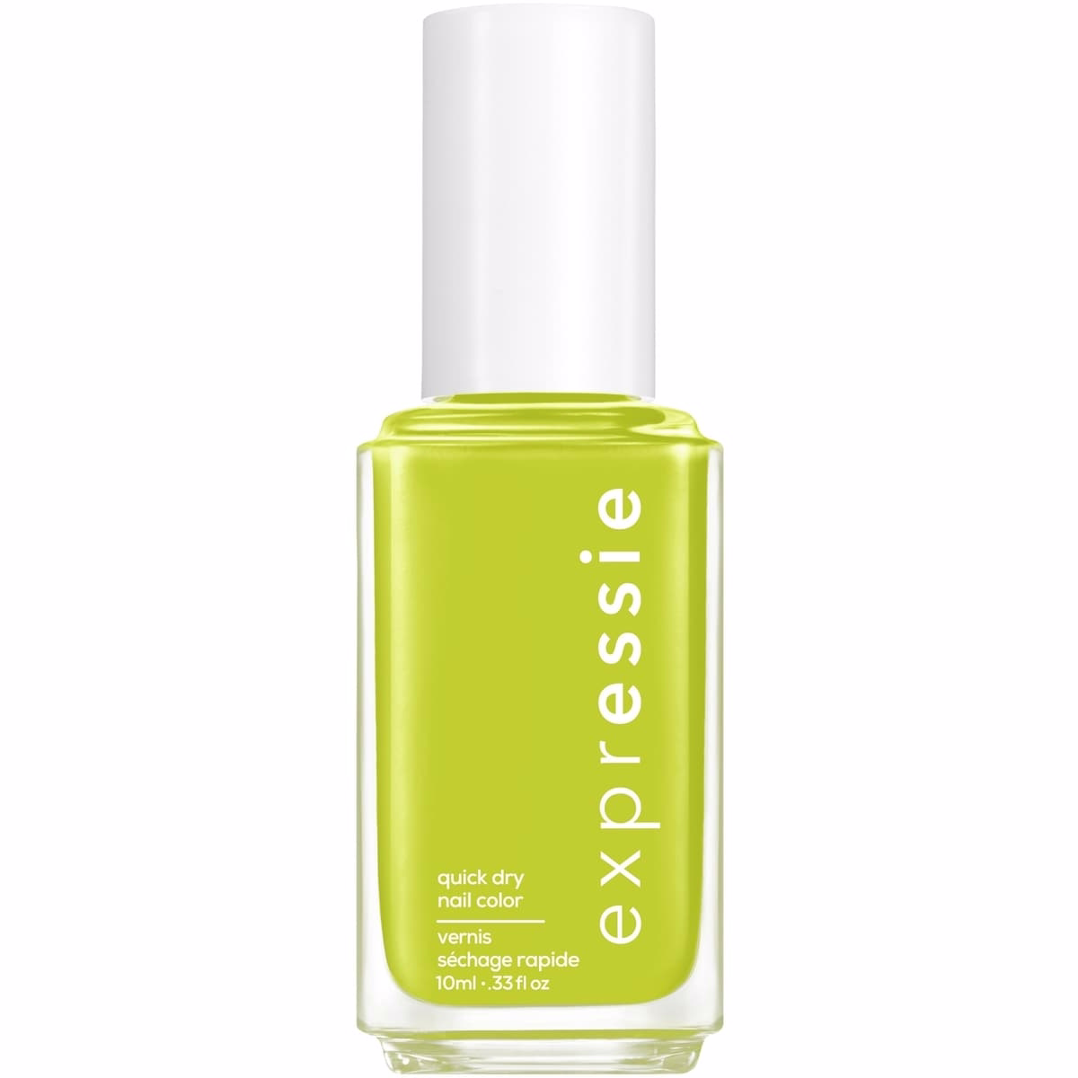 essie expressie™ vegan quick-dry nail polish, 8-free formula, main character moment, neon green, 10 ml