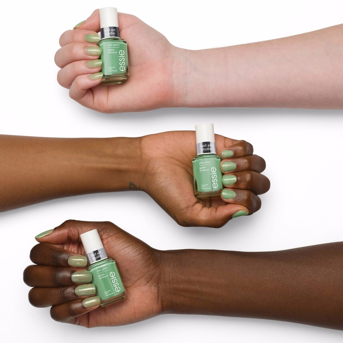 essie nail art studio jelly nail polish, sheer jelly finish, cactus jelly, green, 13.5 ml