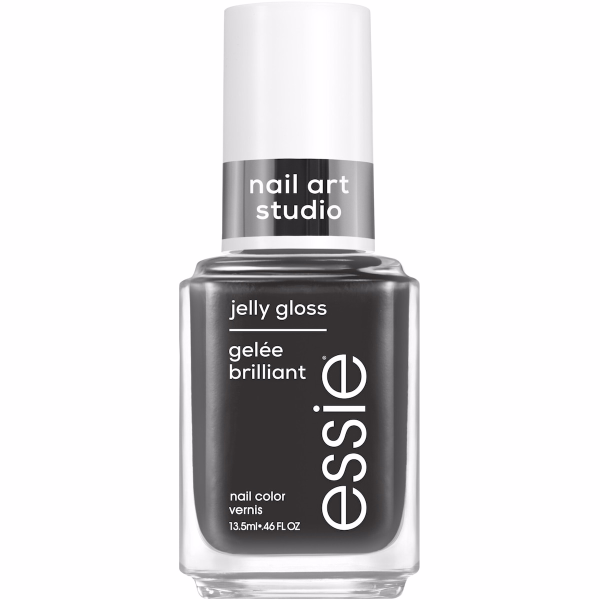 essie nail art studio jelly nail polish, sheer jelly finish, ink jelly, black, 13.5 ml