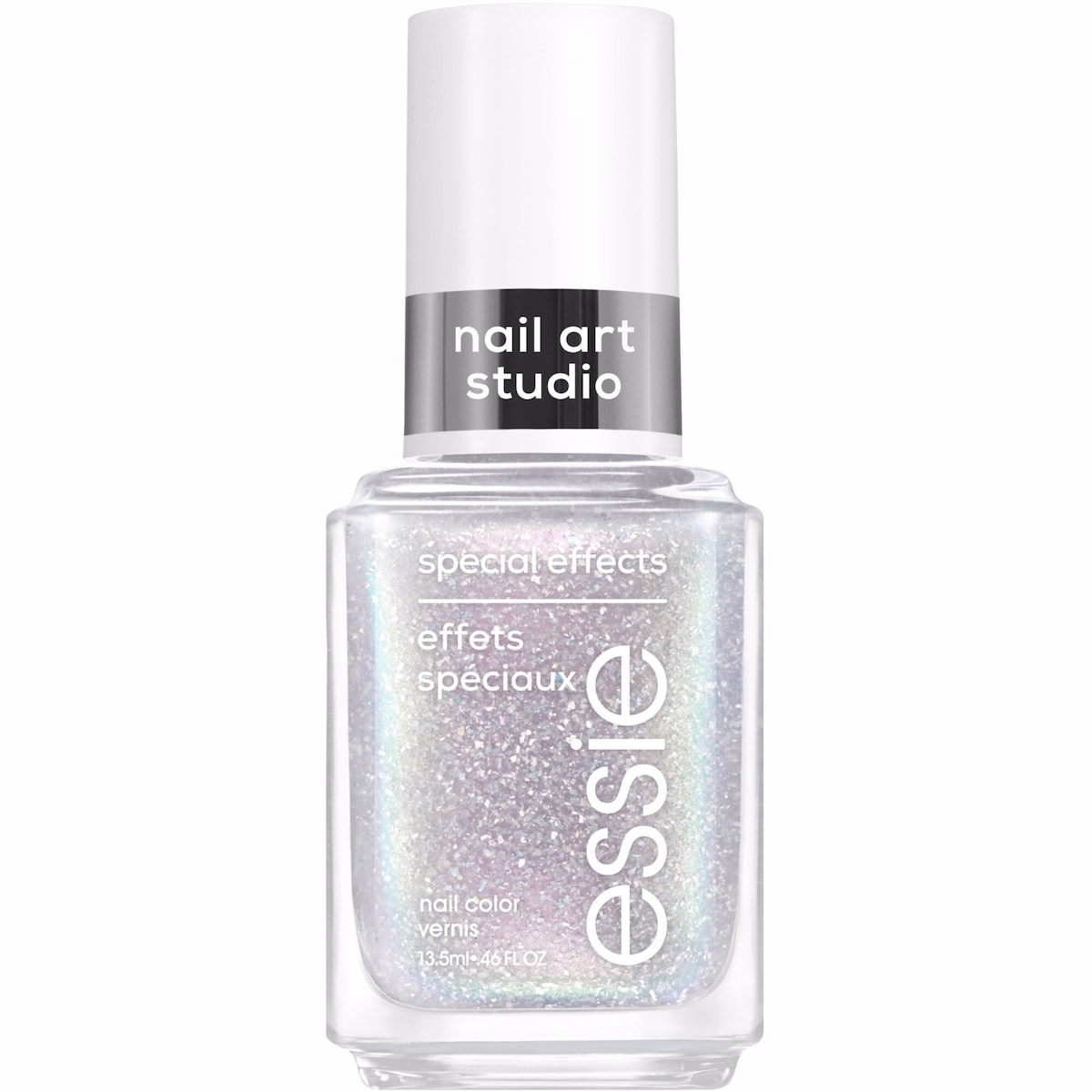 essie nail art studio special effects nail polish, vegan, salon quality formula, flaky pearl finish, lustrous luxury, silver, 13.5 ml