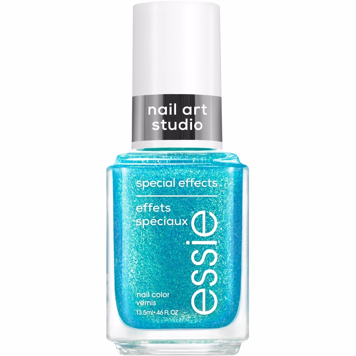 essie nail art studio special effects nail polish, vegan, salon quality formula, pixel pearl finish, frosted fantasy, blue, 13.5 ml