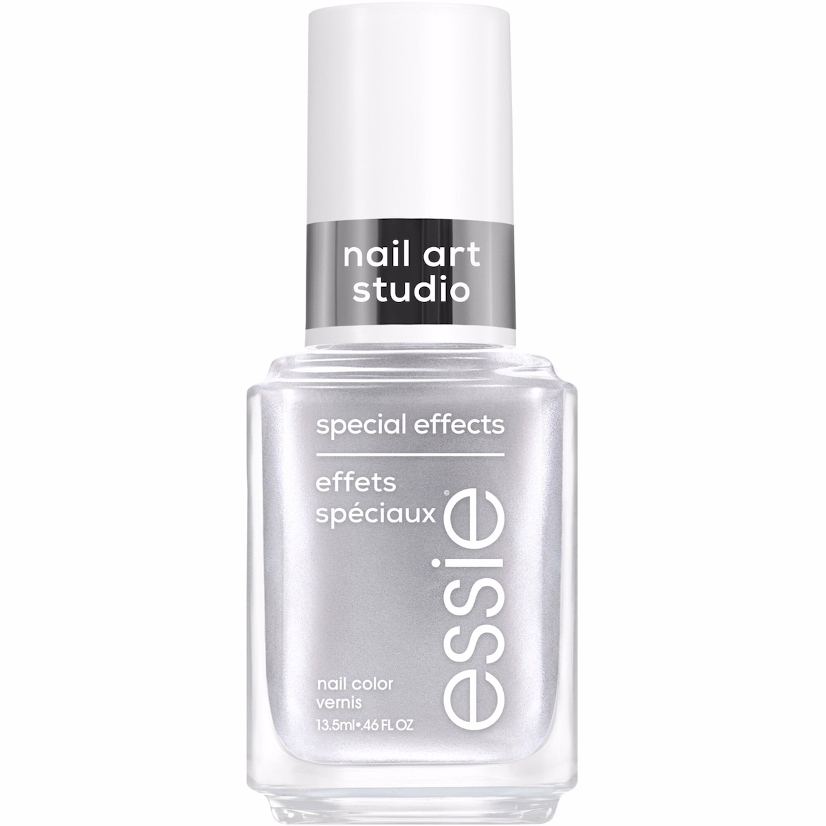essie 네일 아트 스튜디오 스페셜 이펙트 네일 폴리시, 비건, 살롱 품질 포뮬러, 새틴 크롬 마감, 코스믹 크롬, 실버, 13.5 ml