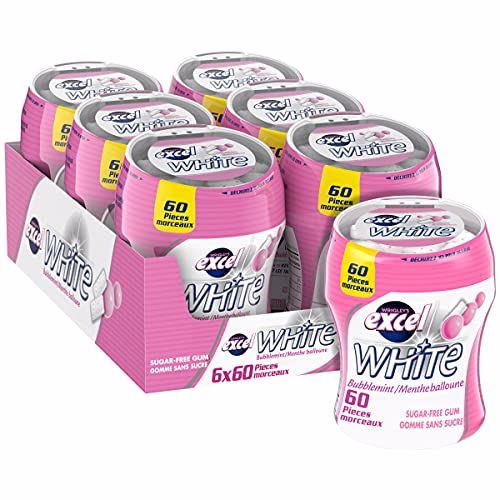 Excel White Sugar-Free Gum,Bubblemint, 60pc Bottle, one bottle only