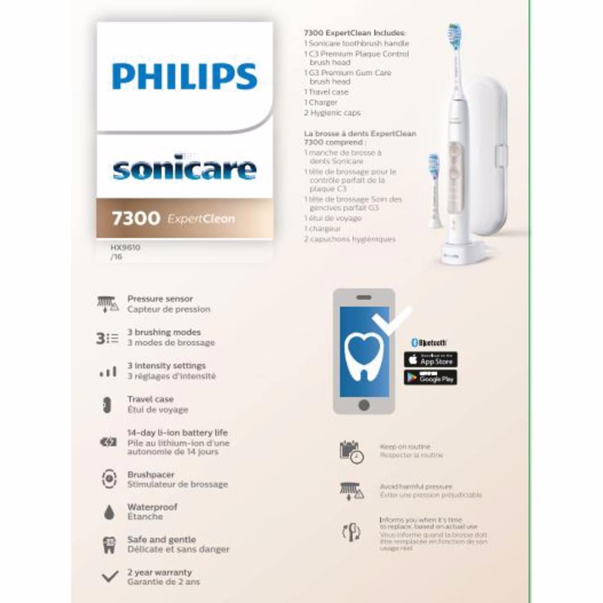 ExpertClean 7300, Rechargeable electric toothbrush, HX9610/16
