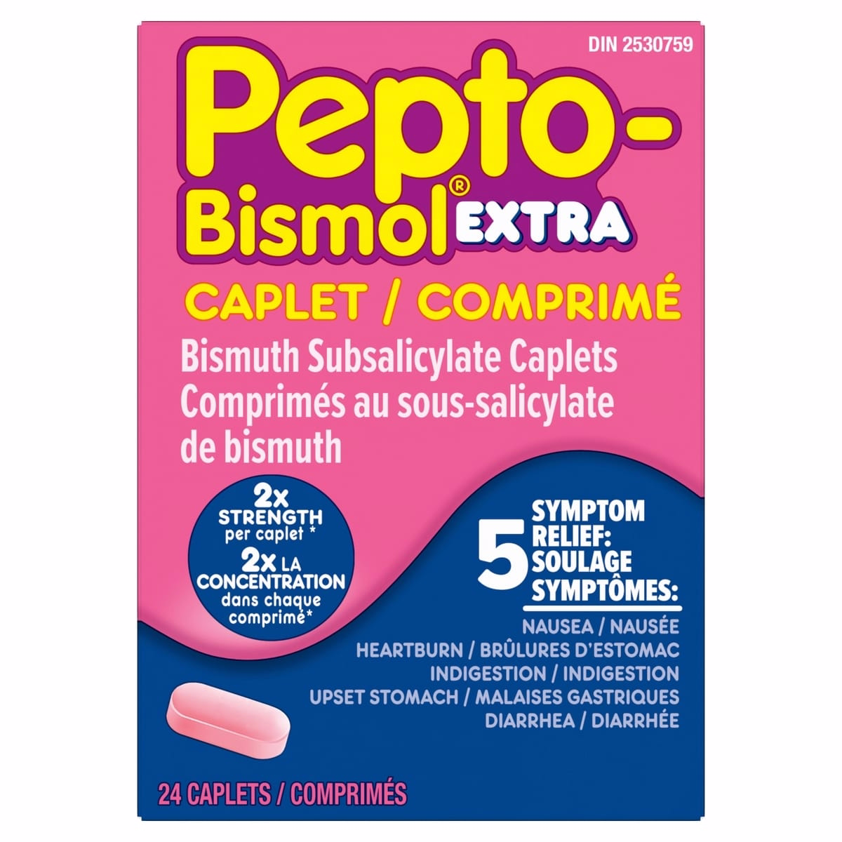 Extra Strength Caplets for Nausea, Heartburn, Indigestion, Upset Stomach, and Diarrhea Relief, Original Flavor