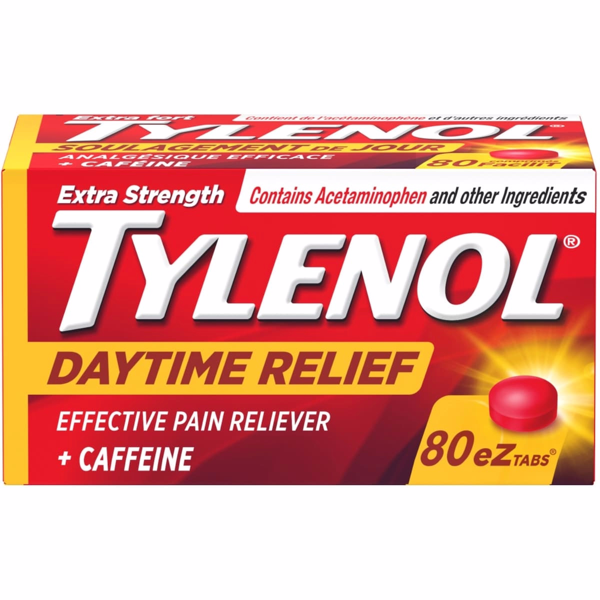 Extra Strength Daytime Relief Tablets, 500 mg Acetaminophen + 65 mg Caffeine, Morning Headache & Pain Relief