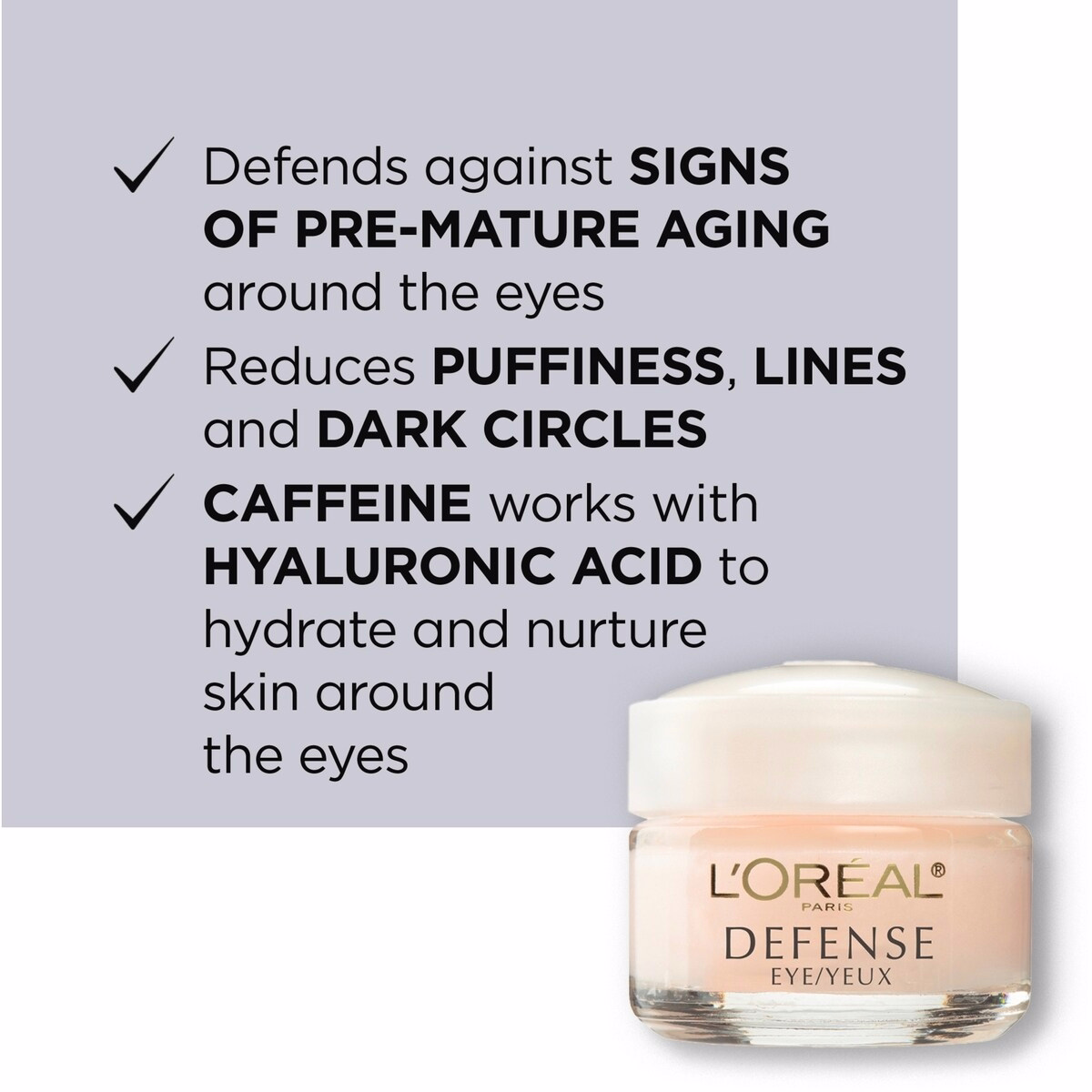 Crème pour les yeux à l'acide hyaluronique et caféine