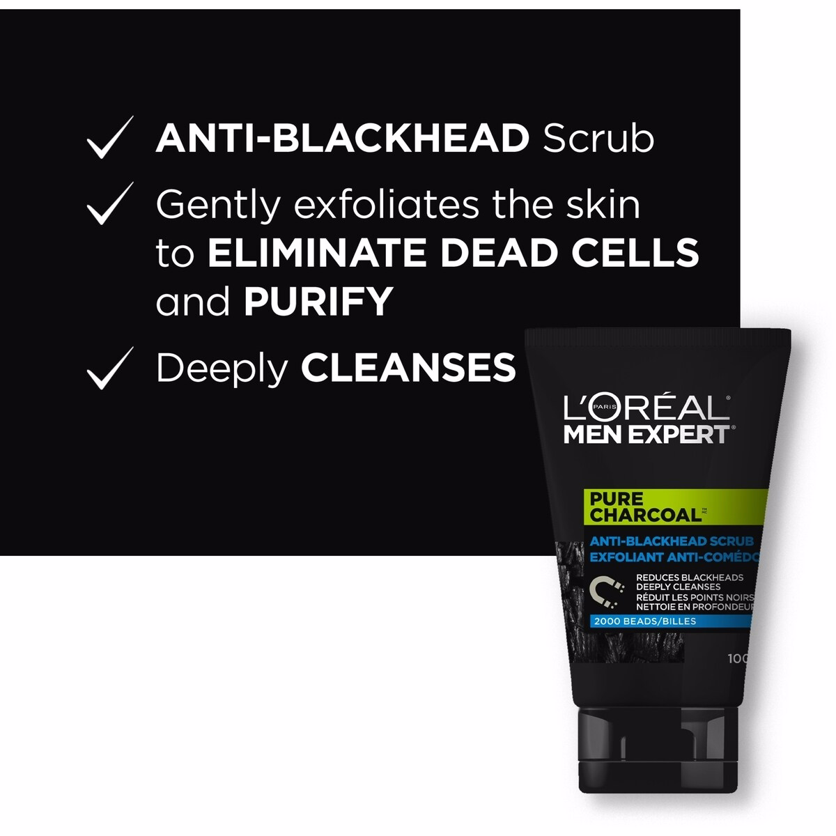 Face Scrub for men, Pure Charcoal Anti-blackhead Scrub With Oak Charcoal