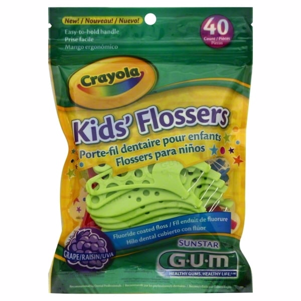 Fio Dental Infantil Com Haste - Flosser Crayola Gum - 40 Uni