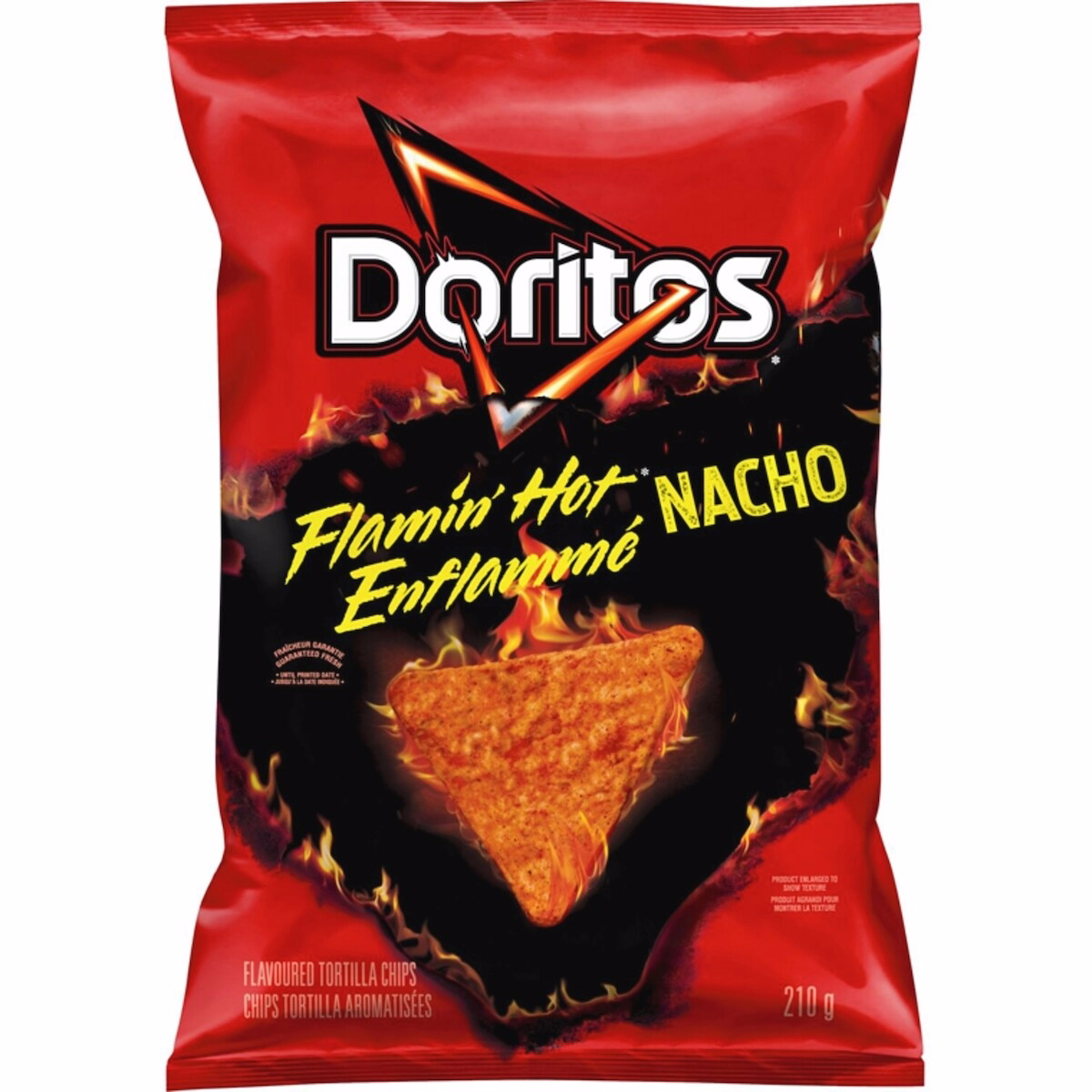 Flamin' Hot Nacho flavoured tortilla chips