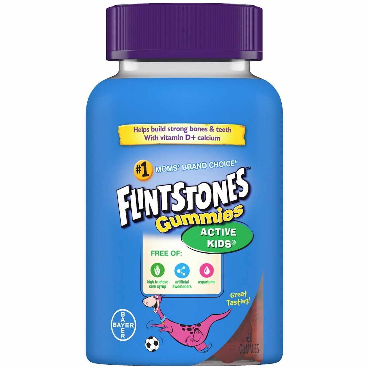 FLINTSTONES Active Kids Multivitamin Gummies-- Multivitamins for Kids, Kids Multivitamin Gummy with Vitamin D and Calcium, Free of Artificial Sweetene