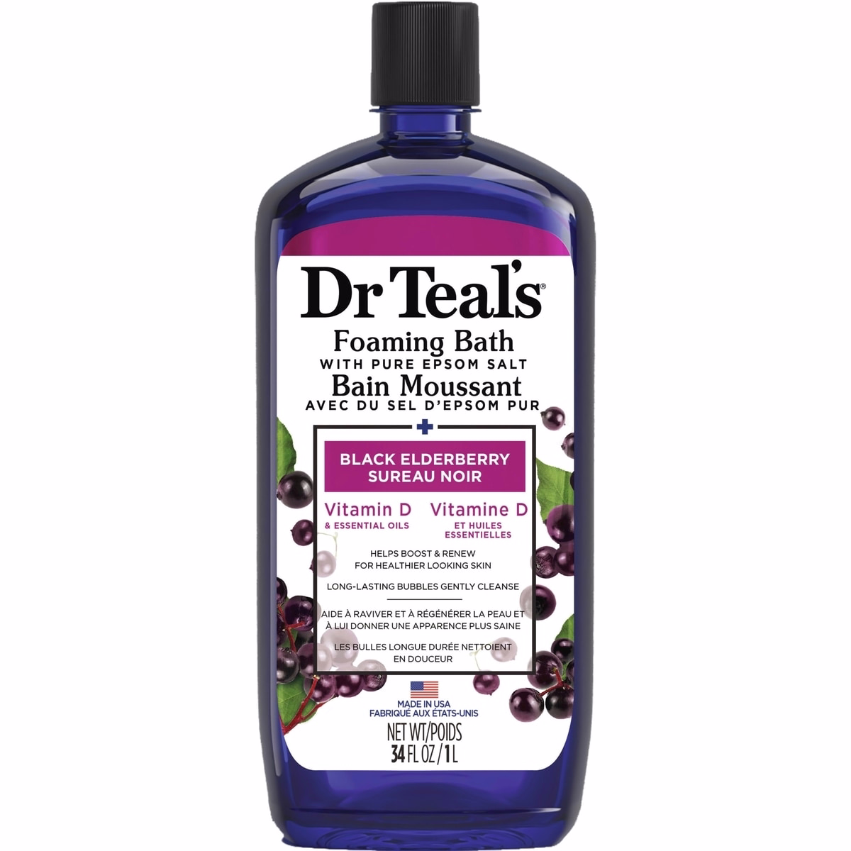 Dr Teal's 含純淨硫酸鎂鹽、黑接骨木莓、維生素D與精油的泡沫浴