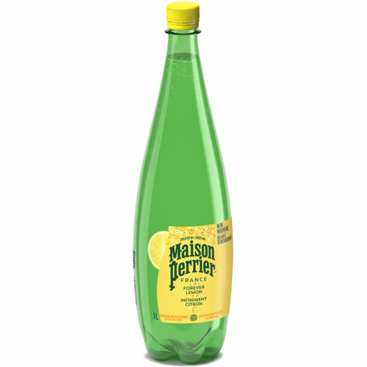 フォーエバー・レモン、スパークリングウォーターベバレッジ、天然レモン風味、カロリーゼロ、甘味料不使用、塩分ゼロ、フランスで原産・瓶詰め
