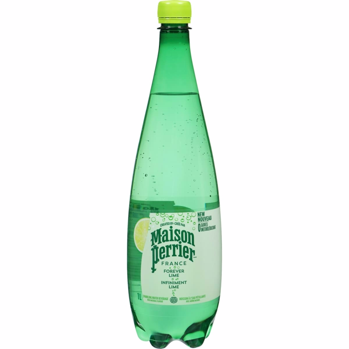 Forever Lime、スパークリングウォーター飲料、天然ライム風味、カロリーゼロ、甘味料ゼロ、ナトリウム不使用、フランス産・瓶詰め