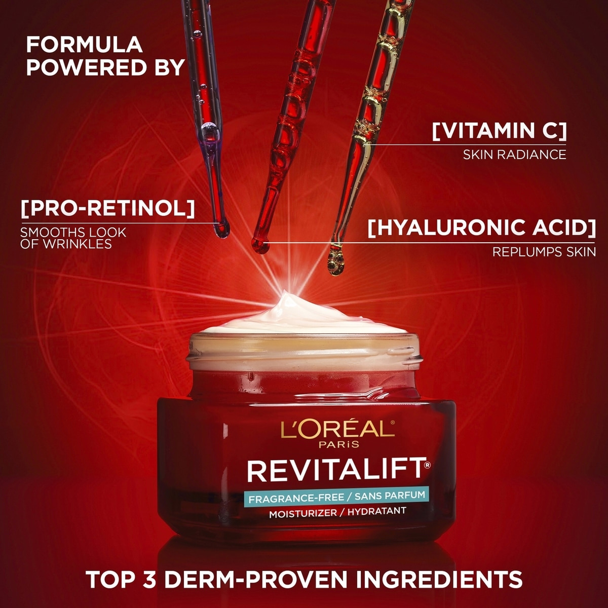 Fragrance Free Anti Aging Day Cream with Pro Retinol, Vitamin C & Hyaluronic Acid