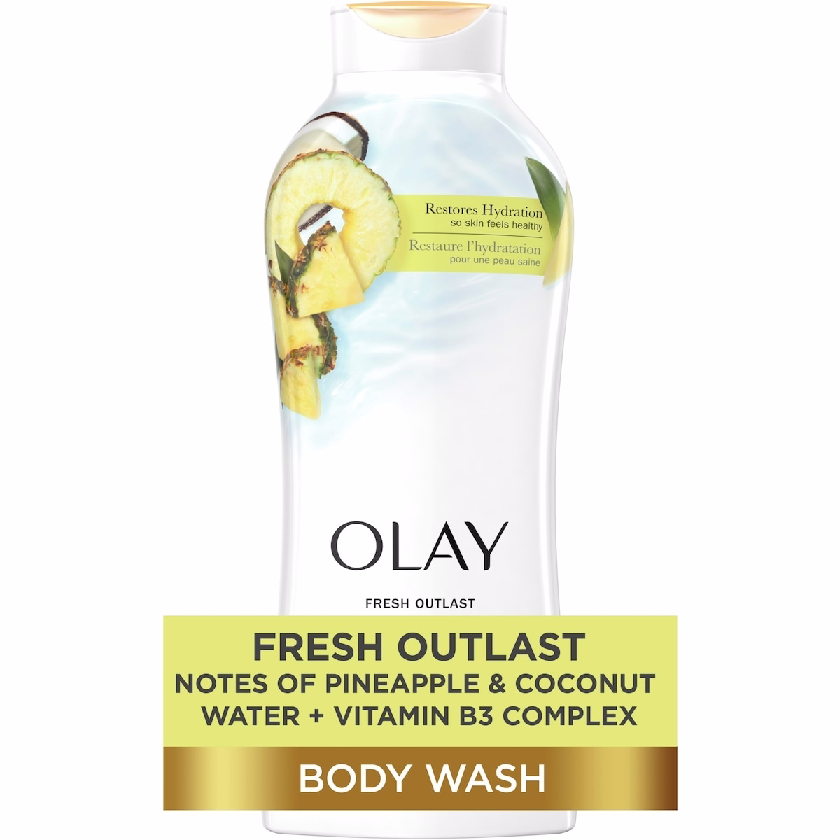 Fresh Outlast Paraben Free Body Wash with Rejuvenating Notes of Pineapple and Coconut Water