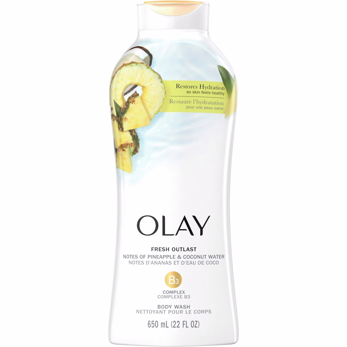 Fresh Outlast Paraben Free Body Wash with Rejuvenating Notes of Pineapple and Coconut Water