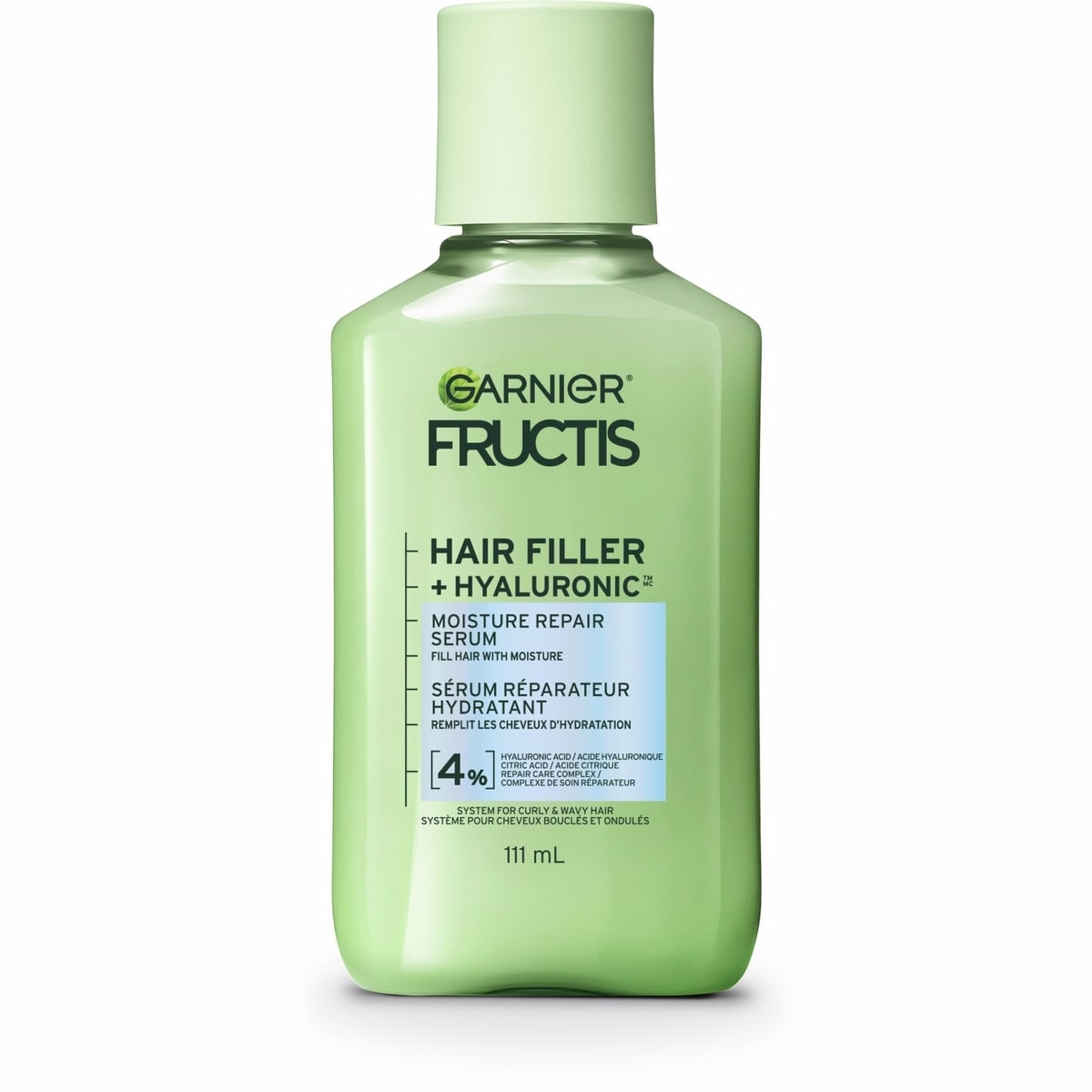 Fructis Hair Filler + Hyaluronic Acid Moisture Repair Sulfate-Free Serum, for Curly and Wavy Hair, up to 15X More Moisture & 100 Hours of Frizz Contro