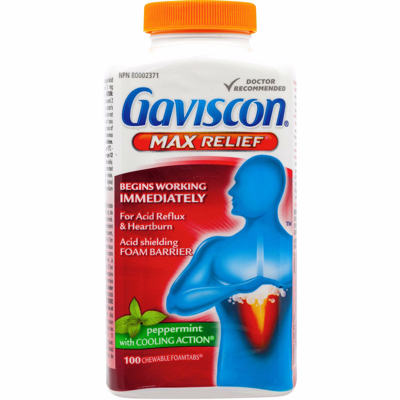 Gaviscon Gaviscon Max Relief Chewable Foamtabs Peppermint with Cooling Action 100.0 Ea