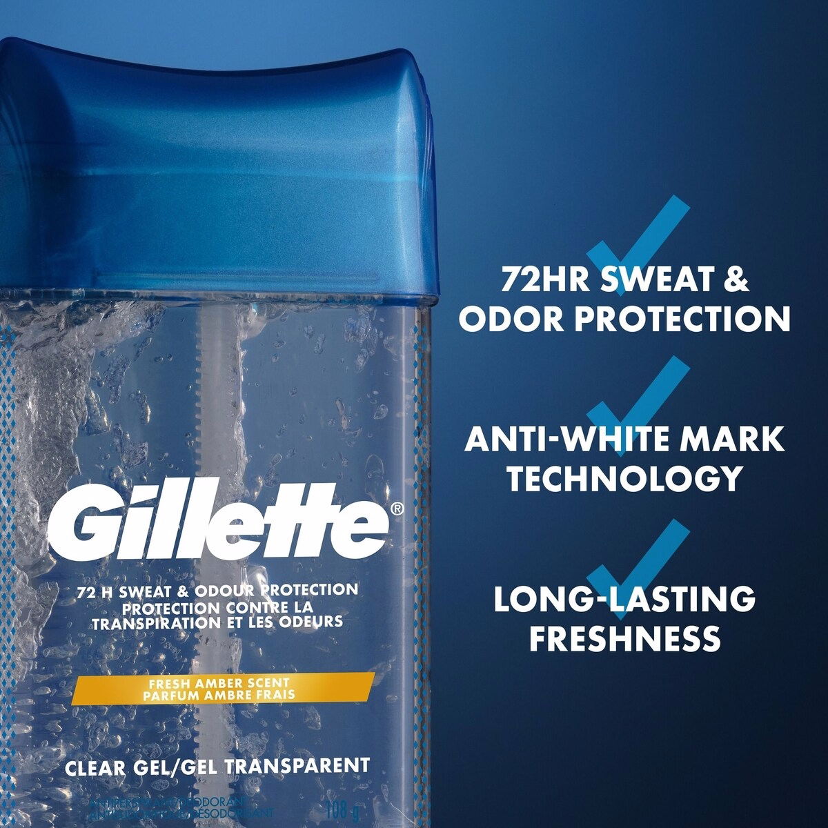 Gillette Clear Gel Antiperspirant and Dedorant for Men Fresh Amber Scent Gillette Clear Gel Antiperspirant and Dedorant for Men Fresh Amber Scent