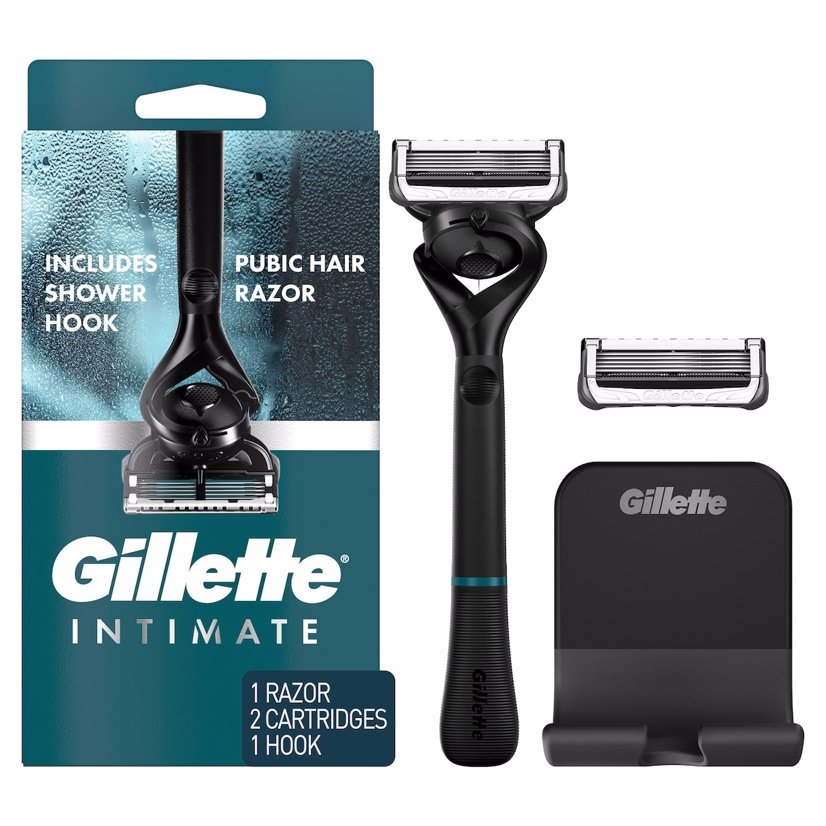 Gillette Intimate Pubic Hair Razor for Men, Men’s Pubic Razor for Manscaping, Gentle and Easy to Use, Designed For Pubic Hair, 1 Razor Handle, 2 Razor