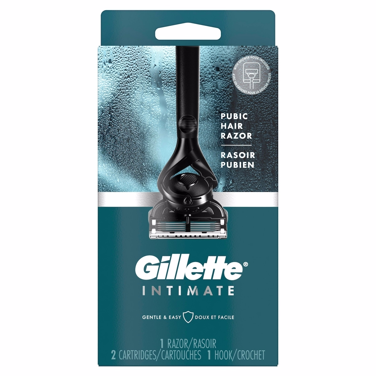 Gillette Intimate Pubic Hair Razor for Men, Men’s Pubic Razor for Manscaping, Gentle and Easy to Use, Designed For Pubic Hair, 1 Razor Handle, 2 Razor