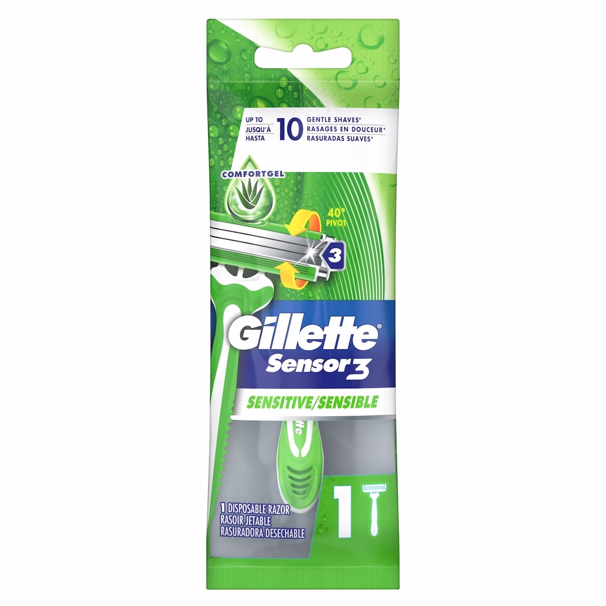 Gillette Sensor3 Sensitive Men's Disposable Razor, 1 Razor