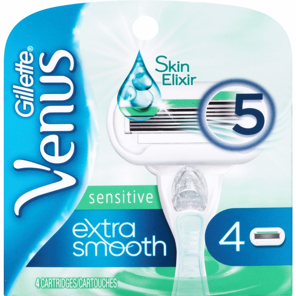 Gillette Venus Extra Smooth Sensitive Women's Blades, 4 枚補充刀片