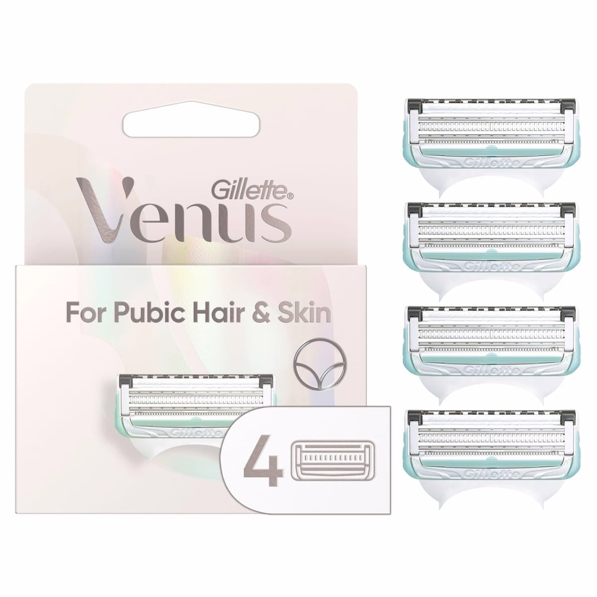 Gillette Venus 陰部毛髮與肌膚專用 女性用剃刀刀片，4 枚補充裝