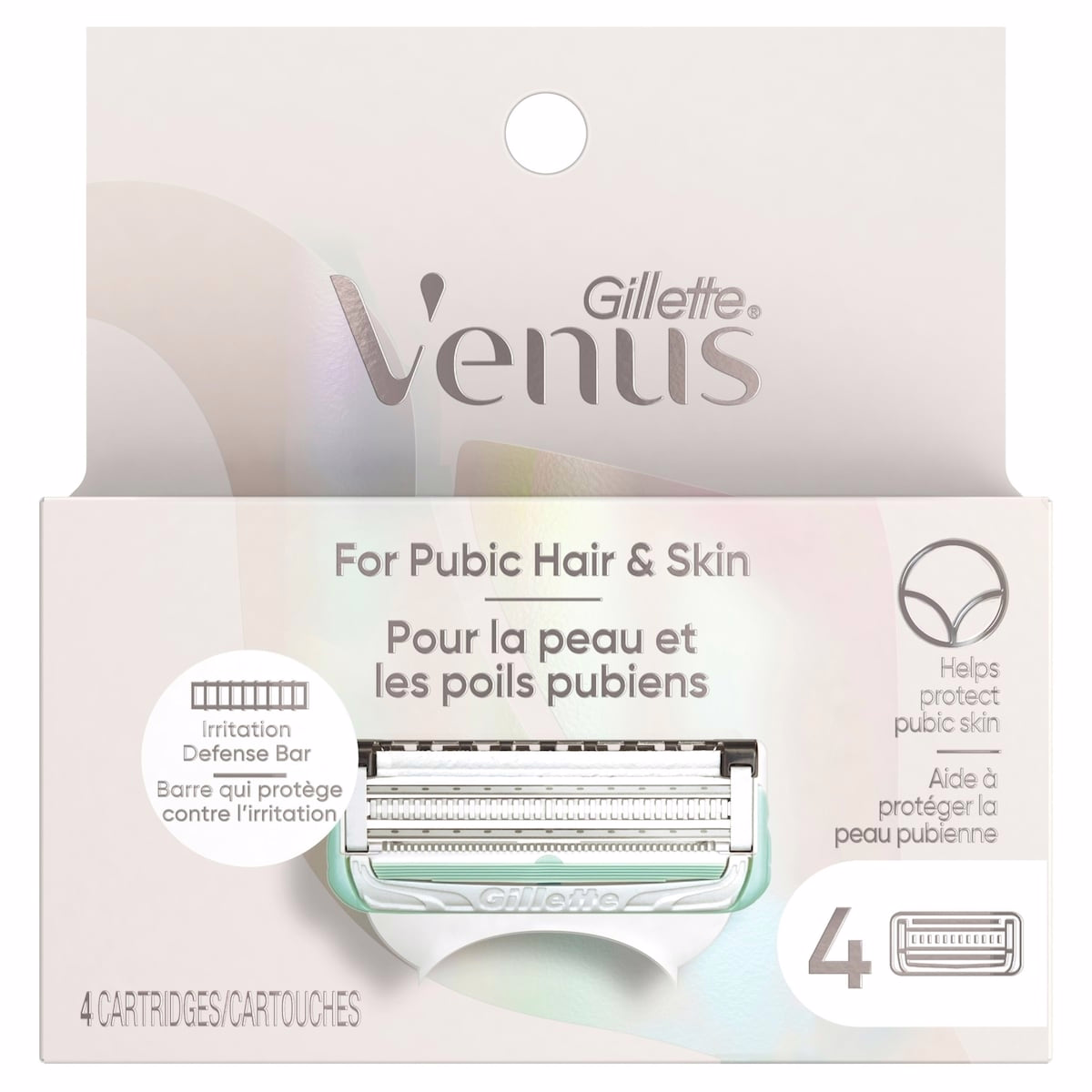 Gillette Venus 陰部毛髮與肌膚專用 女性用剃刀刀片，4 枚補充裝