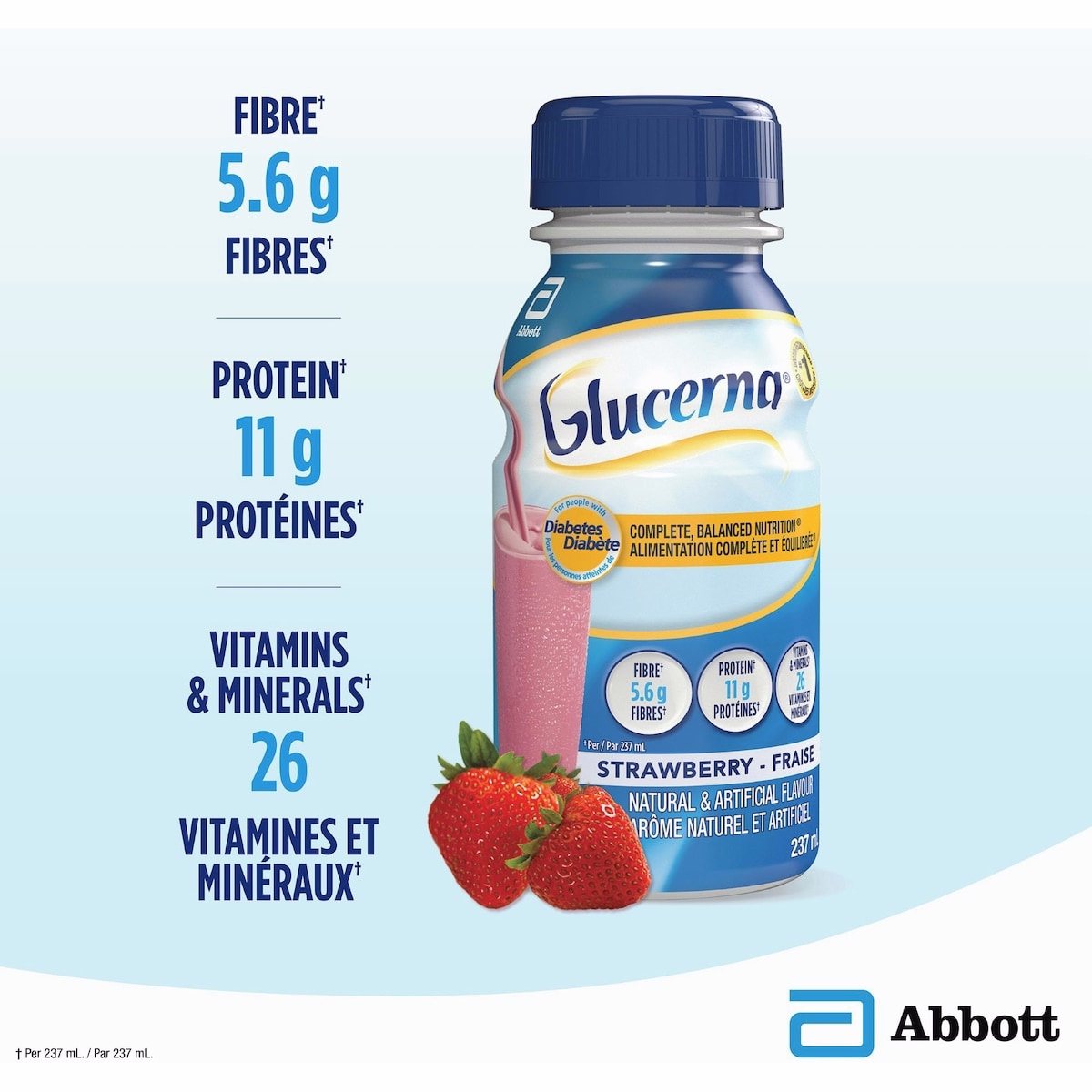 Glucerna® Nutritional Drink, Meal Replacement Shake, Complete, Balanced Nutrition for People with Diabetes, Chocolate, 6 x 237 mL Glucerna® Nutritional Drink, Meal Replacement Shake, Complete, Balanced Nutrition for People with Diabetes, Chocolate, 6 x 237 mL