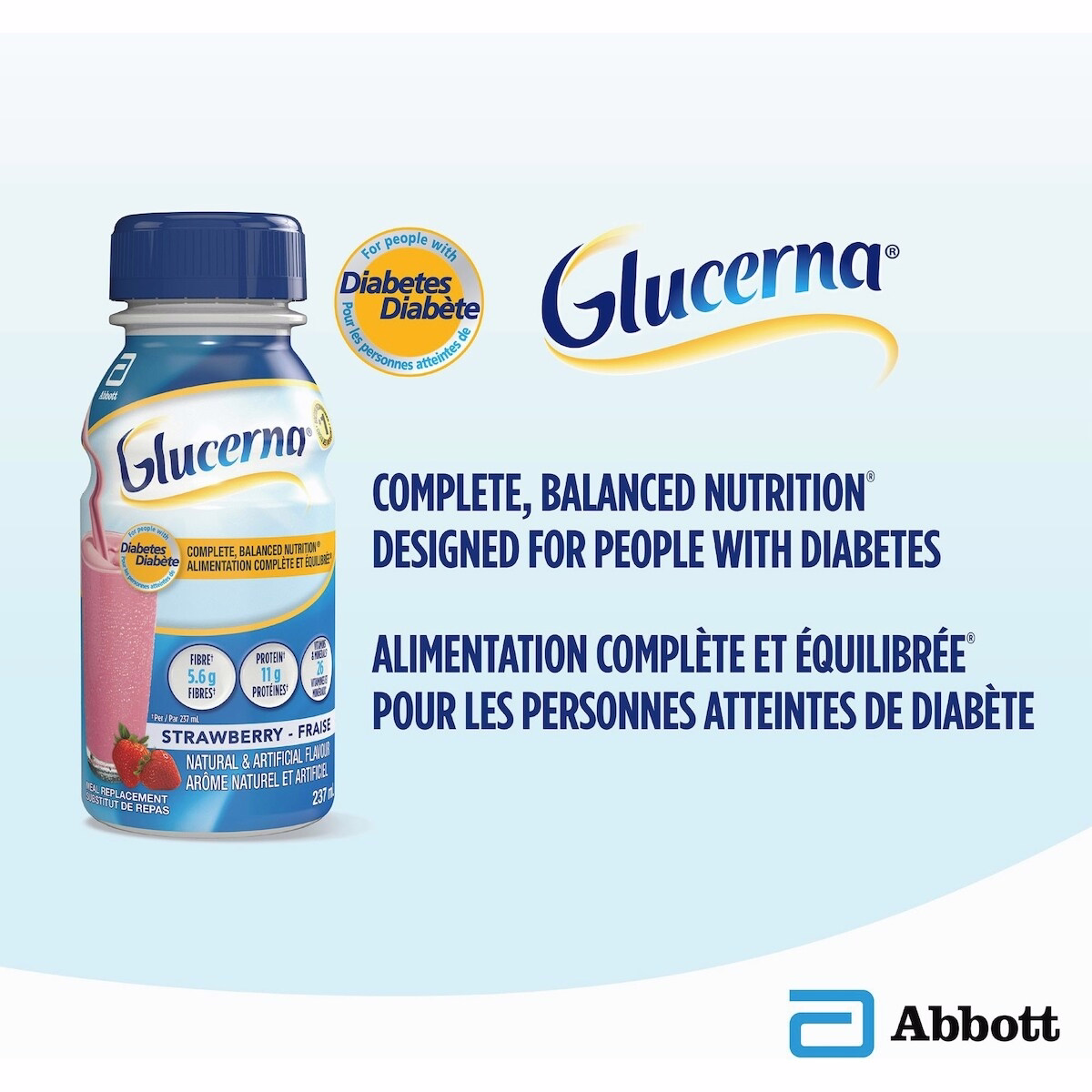 Glucerna® Nutritional Drink, Meal Replacement Shake, Complete, Balanced Nutrition for People with Diabetes, Chocolate, 6 x 237 mL Glucerna® Nutritional Drink, Meal Replacement Shake, Complete, Balanced Nutrition for People with Diabetes, Chocolate, 6 x 237 mL