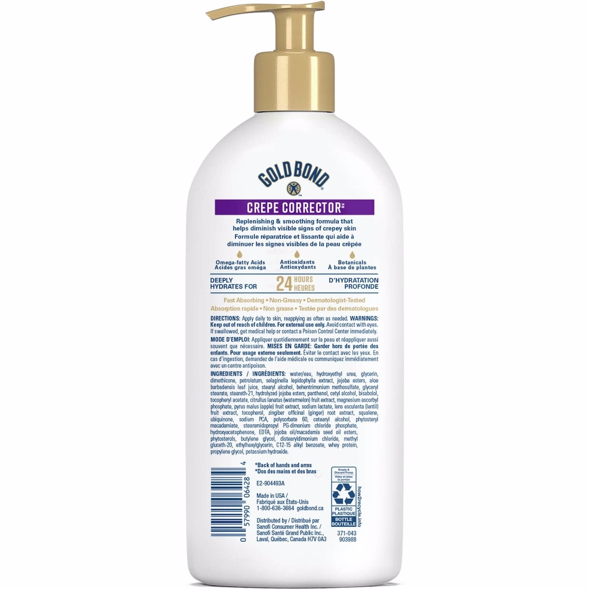 Gold Bond Age Renew Crepe Corrector Body Lotion, 396g Pump, Crepey Skin Lotion With Omega Fatty Acids, Antioxidants and Botanicals to Visibly Firm, Ti