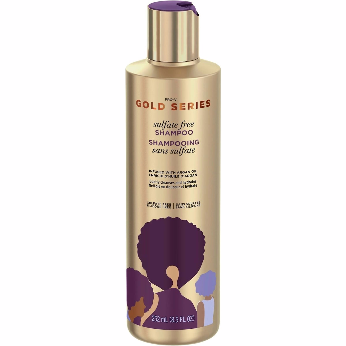 Gold Series from Pantene Sulfate-Free Shampoo with Argan Oil for Curly, Coily Hair, 252 mL