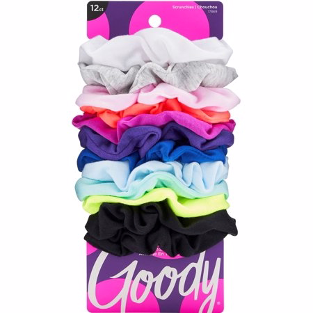 Goody 스크런치 대형 무지 면 밝은 색상 다채로운 12팩