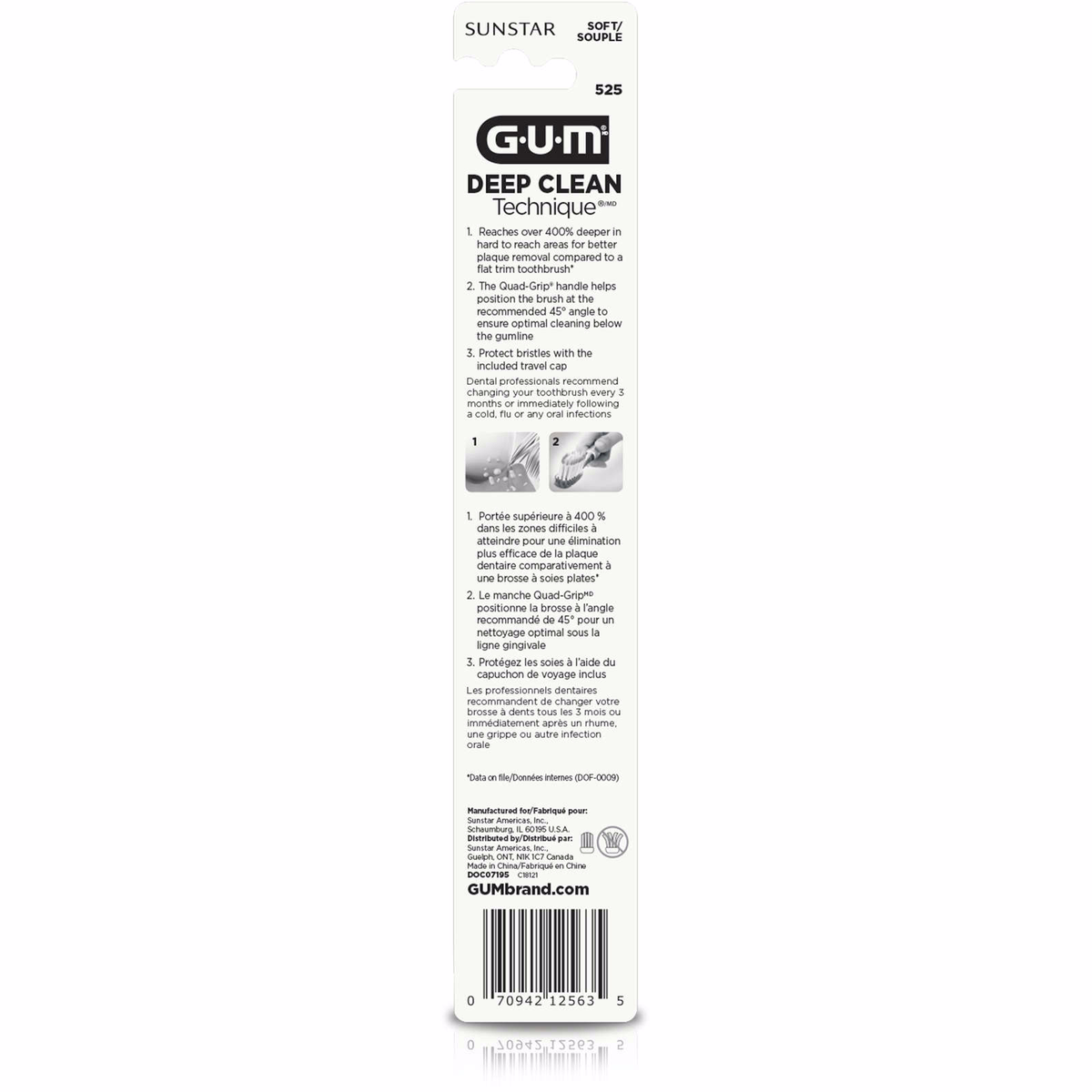 GUM Technique Deep Clean Toothbrush, Soft with Quad-Grip Handle