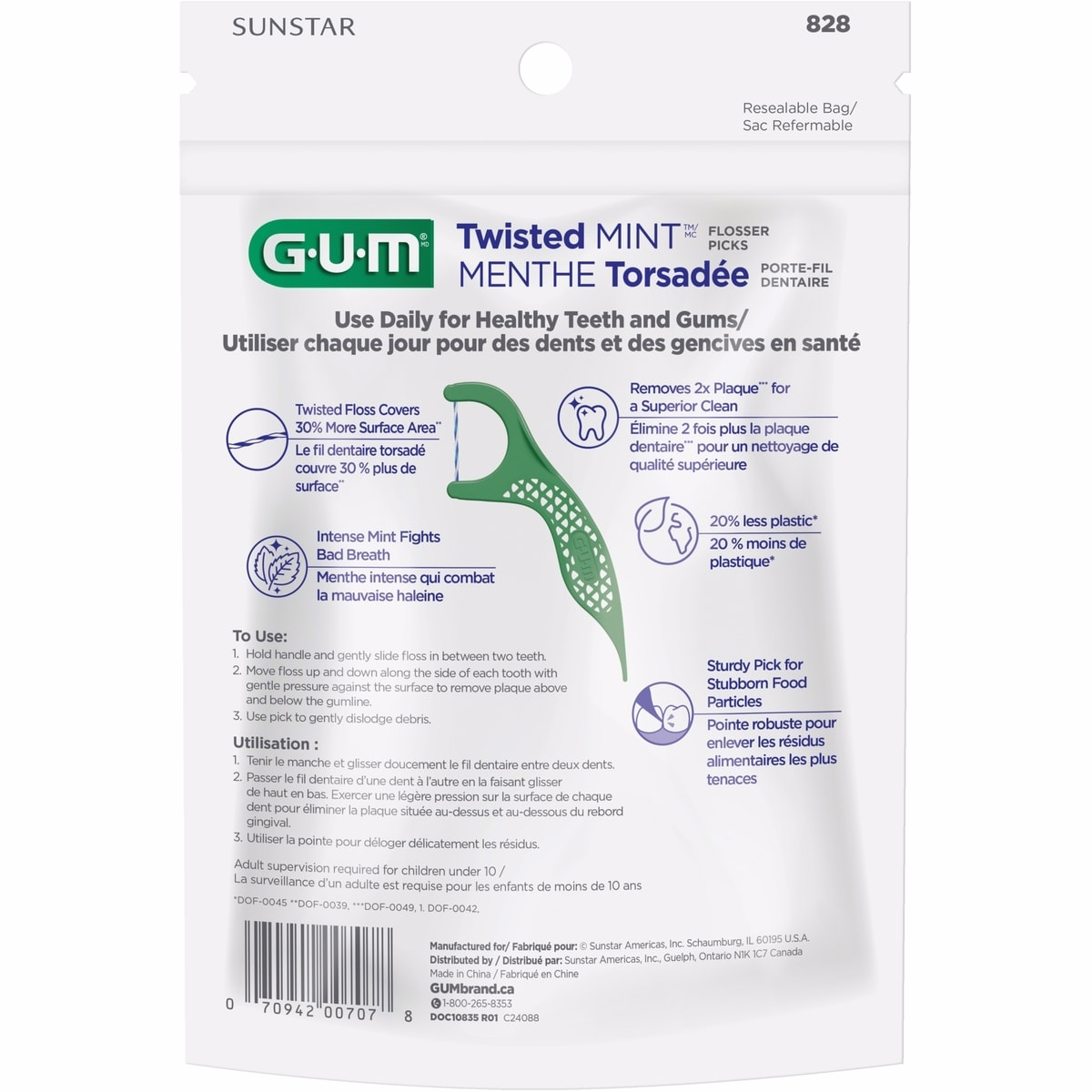 GUM® Twisted Mint Flosser 90 ct GUM® Twisted Mint Flosser 90 ct