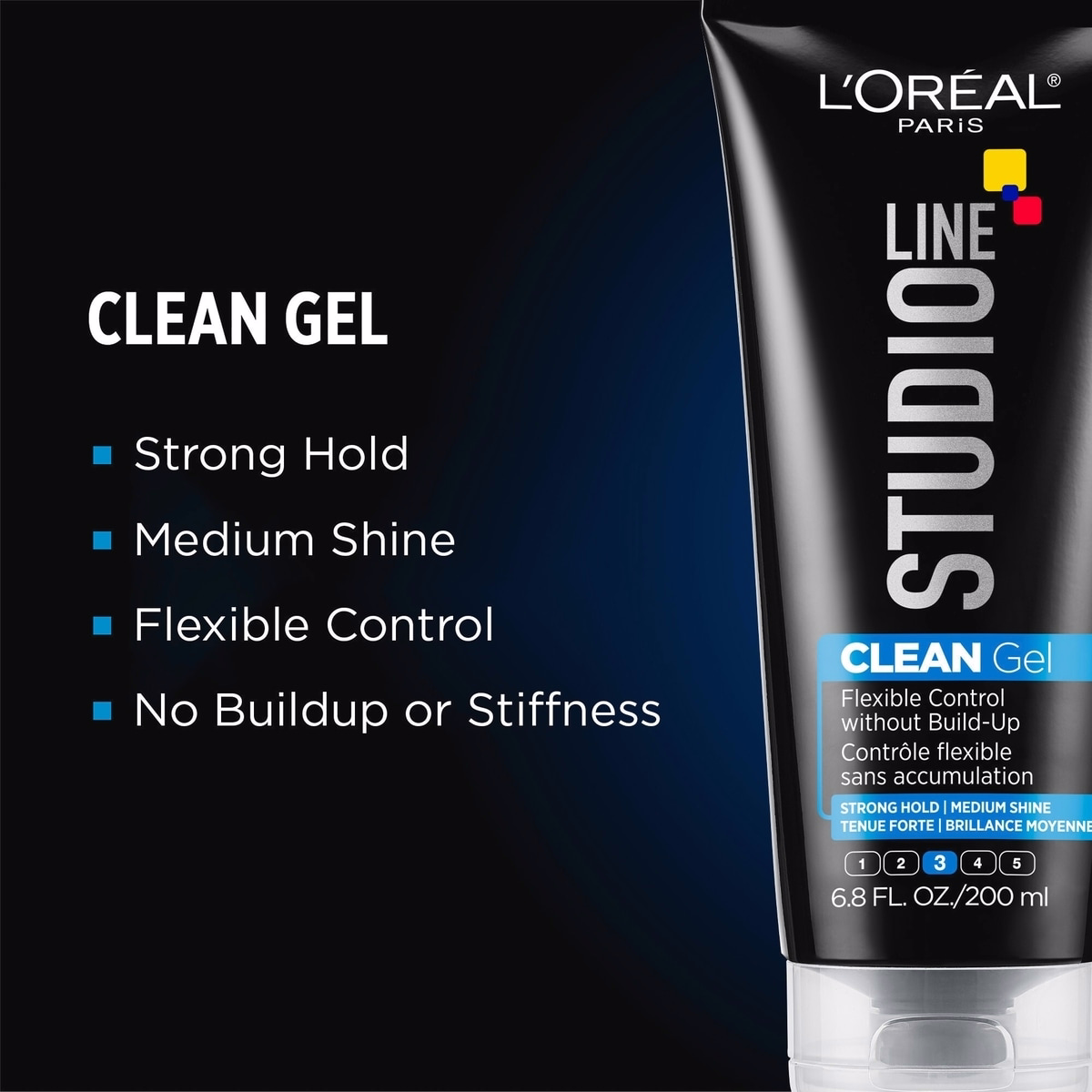 Hair Gel, Strong Flexible Hold, Studio Line CLEAN Gel