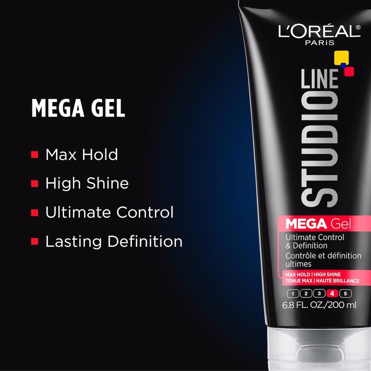 Hair Gel, Super Strong High Shine Hold, Studio Line MEGA Gel