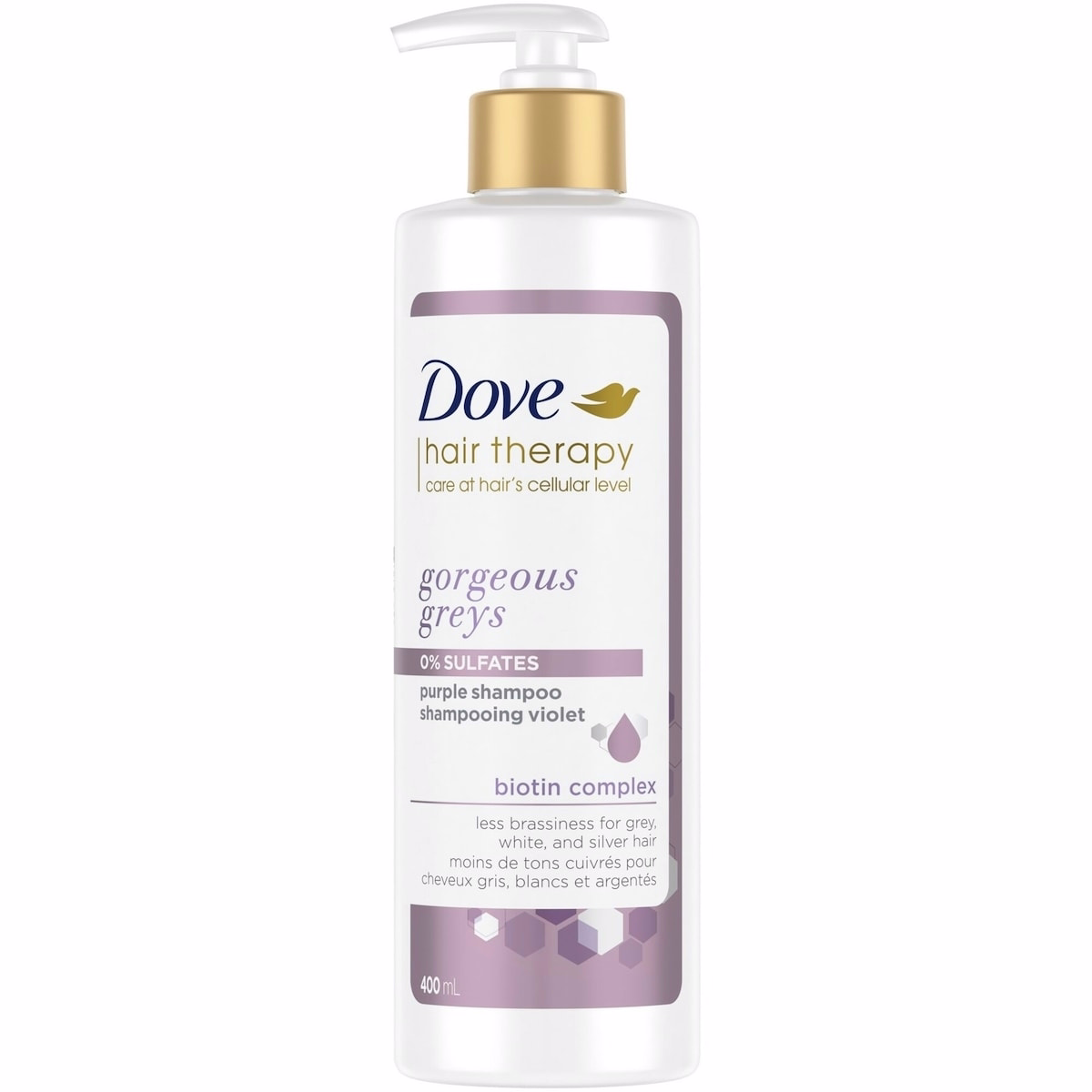 Hair Therapy Gorgeous Greys for Grey, White & Silver Coloured Hair Purple Shampoo Sulfate-Free Shampoo with Biotin Complex