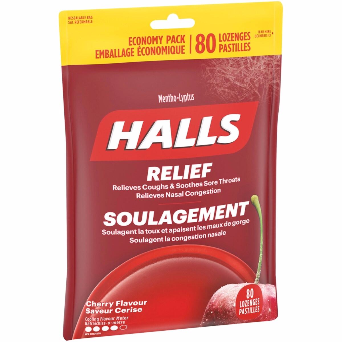 Halls Relief Mentho-lyptus, Cherry Flavour, 80 cough drops