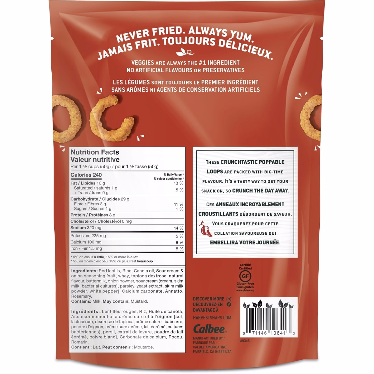 Harvest Snaps Crunchy Loops Sour Cream & Onion