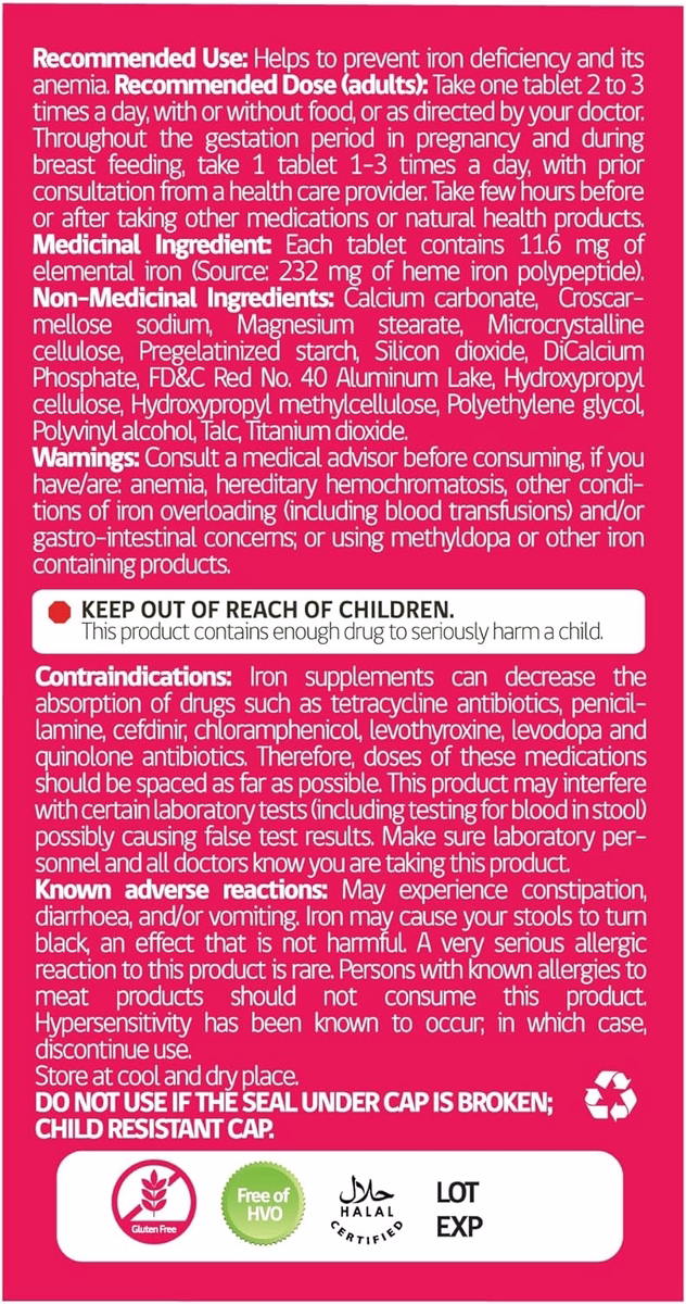 Hemeboost 11.6mg Iron Tablets - 232mg Heme Iron for Enhanced Energy & Vitality - 60 Count Hemeboost 11.6mg Iron Tablets - 232mg Heme Iron for Enhanced Energy & Vitality - 60 Count