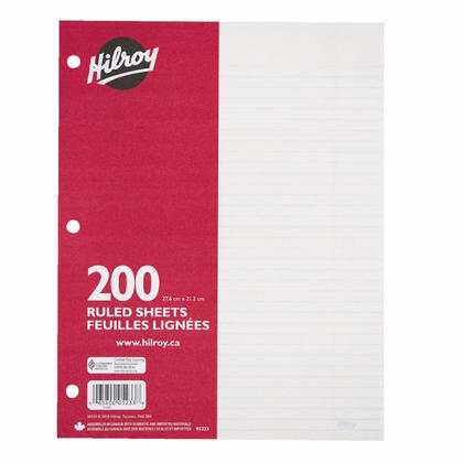 Hilroy Hilory Refill Paper Ruled, 200 Sheets White