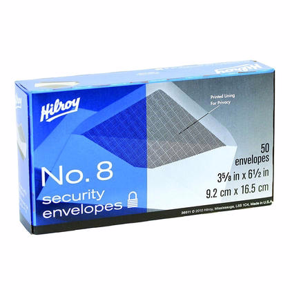 Hilroy No-8 Security Envelopes, 3-5/8×6-1/2-Inch, 50-Count