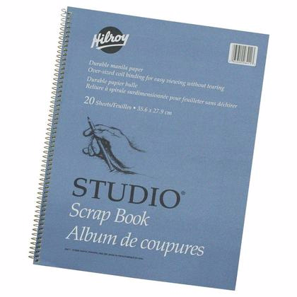 Hilroy Studio Coil Scrapbook, 14 X 11 Inches, Manila Paper, 20 Sheets
