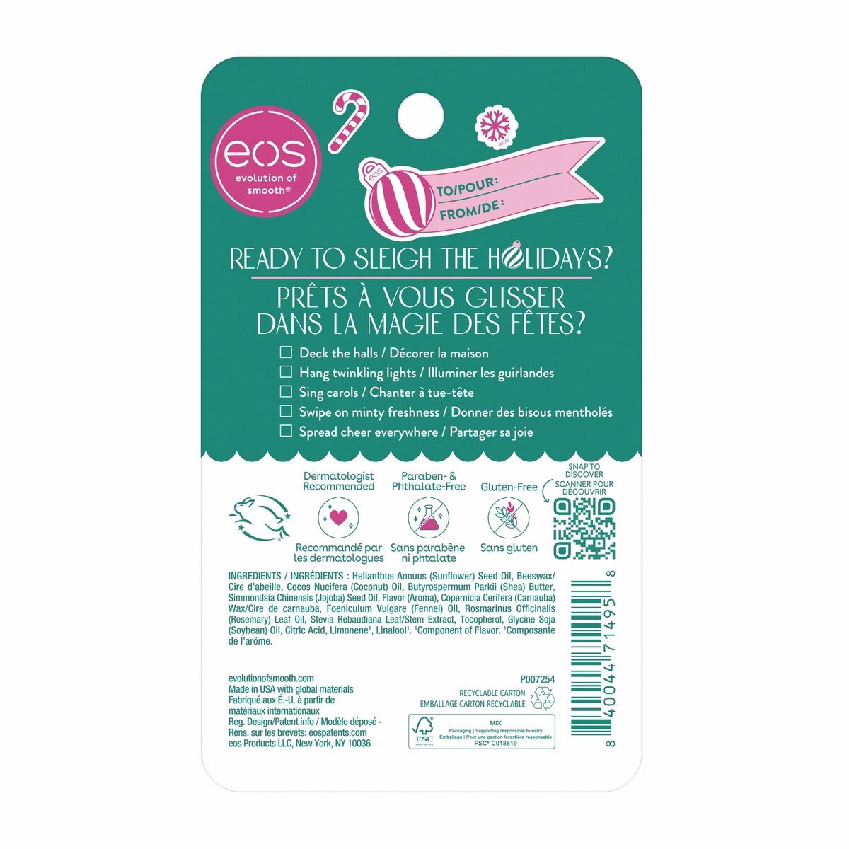 Holiday Collection Candy Cane Swirl, Peppermint Twist Lip Balm Stick