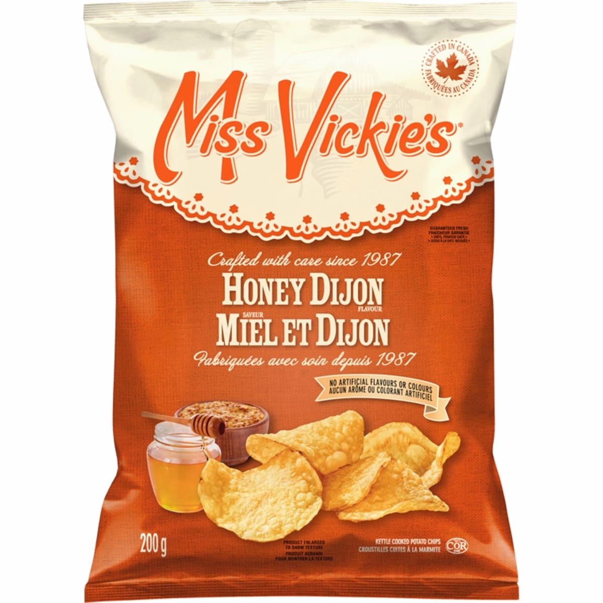 Honey Dijon flavour kettle cooked potato chips 200g